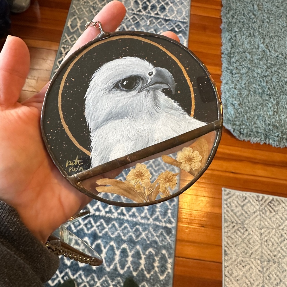 Elegant White Bird Stained Glass Art